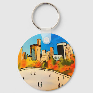New York Ice rink Central Park Key Ring