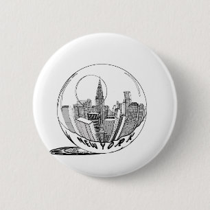 New York in a glass ball 6 Cm Round Badge