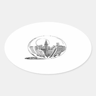 New York in a glass ball Oval Sticker