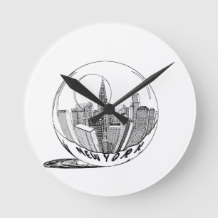 New York in a glass ball Round Clock