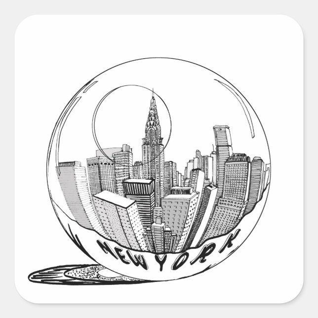 New York in a glass ball Square Sticker (Front)