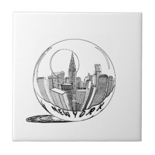 New York in a glass ball Tile