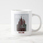 New York in Clouds - Dark Red and Green Large Coffee Mug<br><div class="desc">New York in Clouds Dark Red and Green by Fab Funky. Features famous landmarks of New York City in a dark red and green colour scheme.</div>