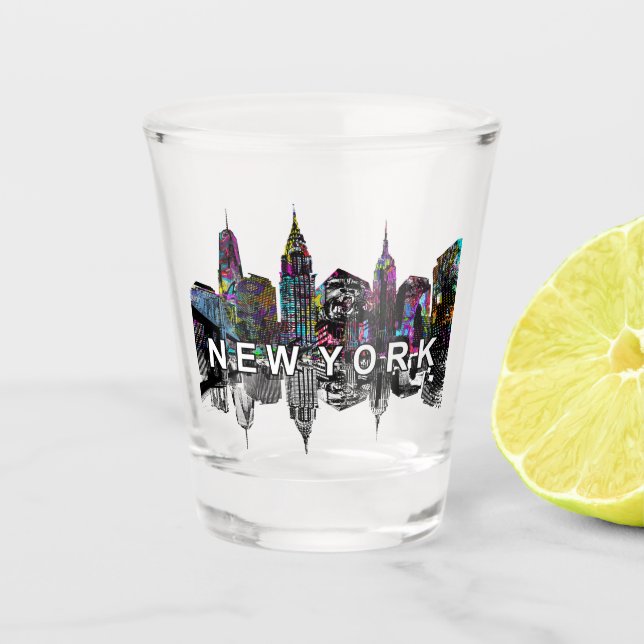 New York in graffiti  Shot Glass (Front)