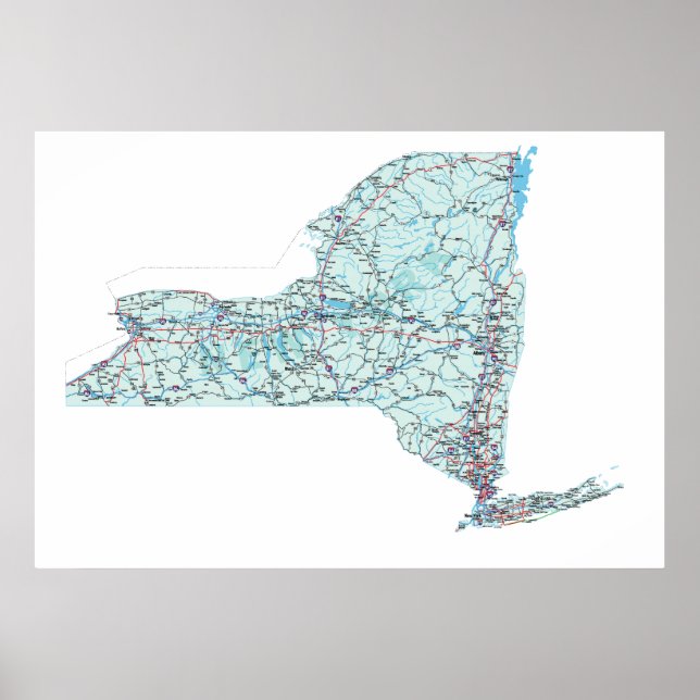 New York Interstate Map Print (Front)