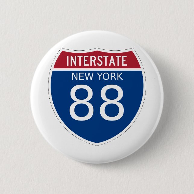 New York Interstate Sign 6 Cm Round Badge (Front)