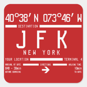 New York JFK International Airport Code Square Sticker