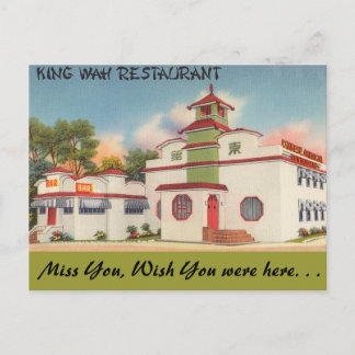New York, King Wah Restaurant Postcard