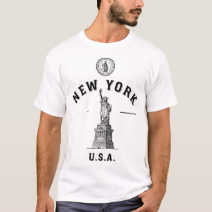 New York Liberty Vintage Emblem – Black & White De T-Shirt