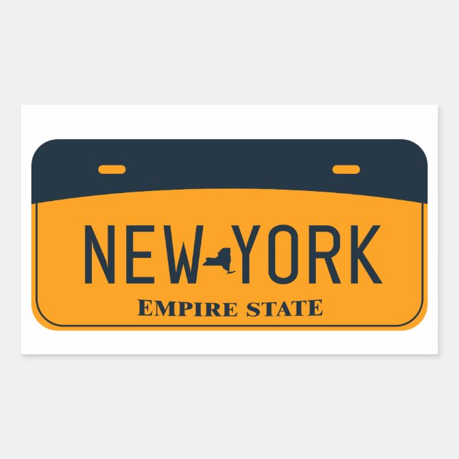 New York License Plate, The Empire State Rectangular Sticker (Front)