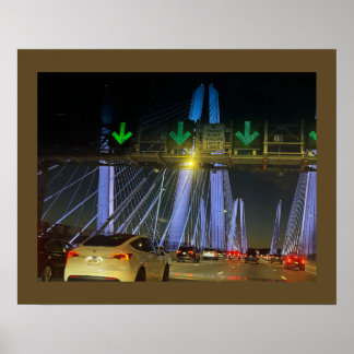New York Lighted Bridge Poster