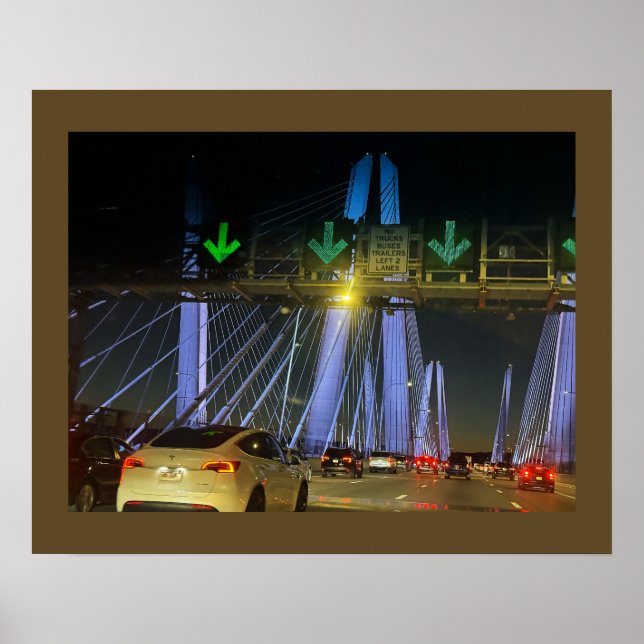 New York Lighted Bridge Poster (Front)