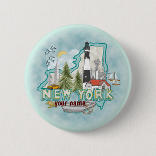 New York Lighthouse pin button