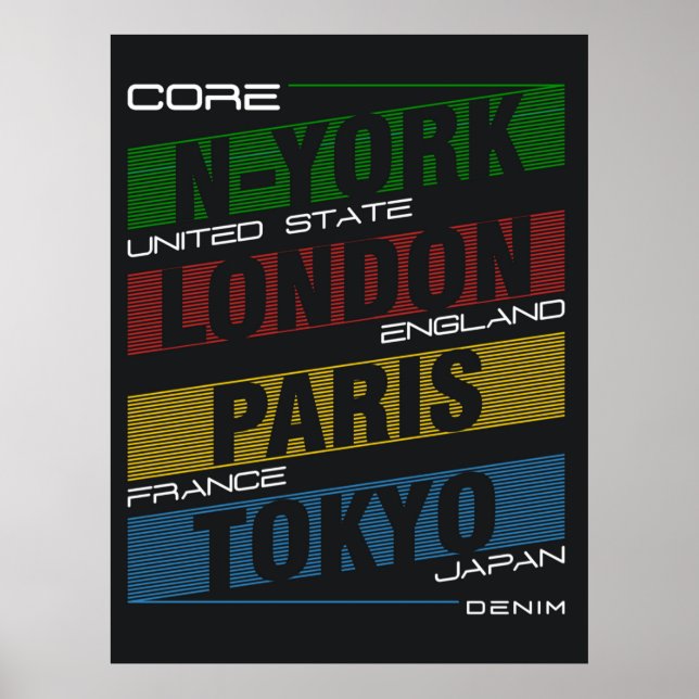 New York, London, Paris, Tokyo Poster (Front)