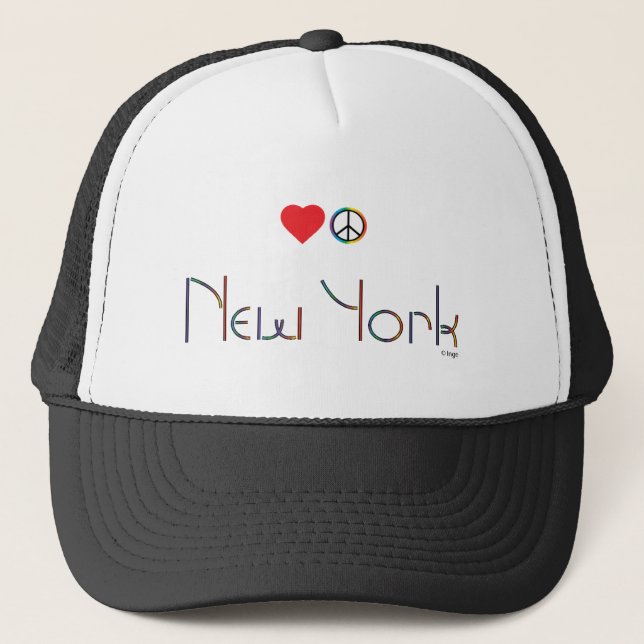 NEW YORK, Love and Peace, Cool Trucker Hat (Front)