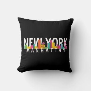 New York Manhattan skyline with palms Cushion