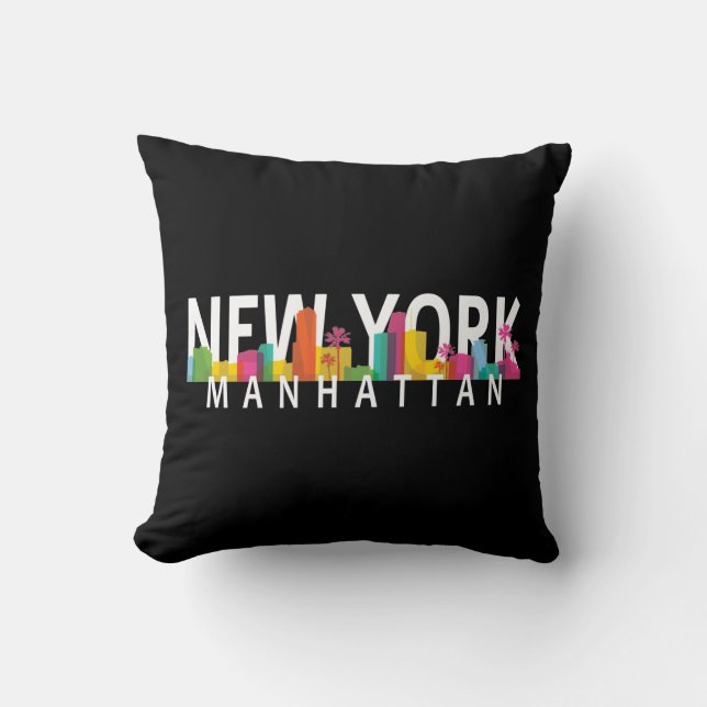 New York Manhattan skyline with palms Cushion (Front)