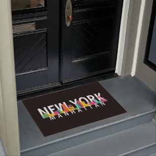 New York Manhattan skyline with palms Doormat