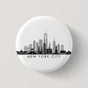 NEW YORK Manhatten USA City Skyline Silhouette 3 Cm Round Badge