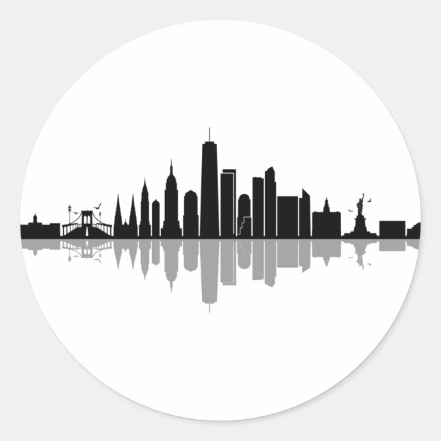 NEW YORK Manhatten USA City Skyline Silhouette Classic Round Sticker (Front)