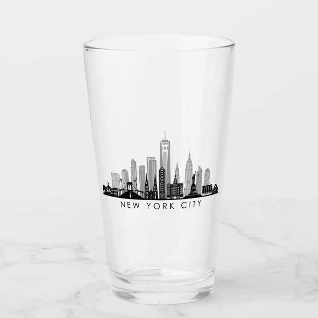 NEW YORK Manhatten USA City Skyline Silhouette Glass (Front)