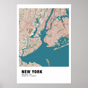 New York Map Poster - New York Vintage Map Style