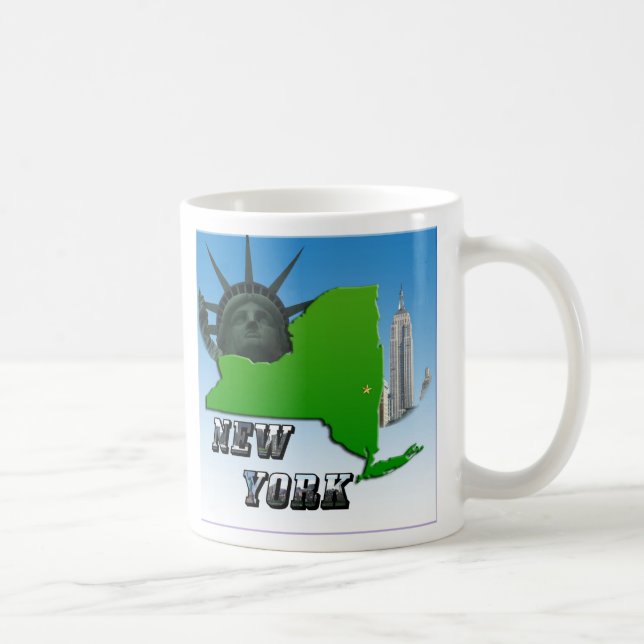 New York Map, Statue of Liberty, Monument Coffee Mug (Right)