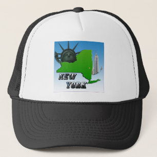 New York Map, Statue of Liberty, Monument Trucker Hat