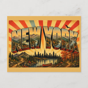 New York Mountains Lakes Forests Art Postcard
