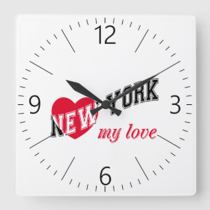 New York my love Square Wall Clock
