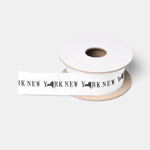 New York Name with State Shaped Letter Satin Ribbon