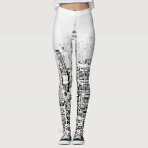 New York, New York (black & white panorama) Leggings