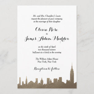 New York New York Faux Gold Invitation
