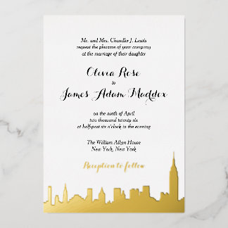 New York New York Gold Foil Invitation