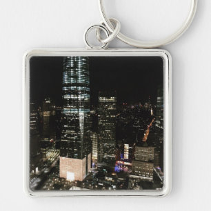 New York Night Downtown Manhattan Skyline NYC Key Ring