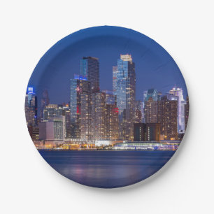 New York night skyline Paper Plate