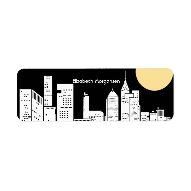 New York Night Skyline Silhouette Label (Front)