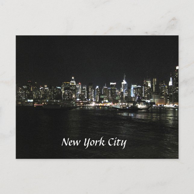 New York Nighttime Skyline Postcard (Front)