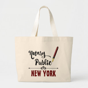 New York Notary Public Ink Pen Large Tote Bag