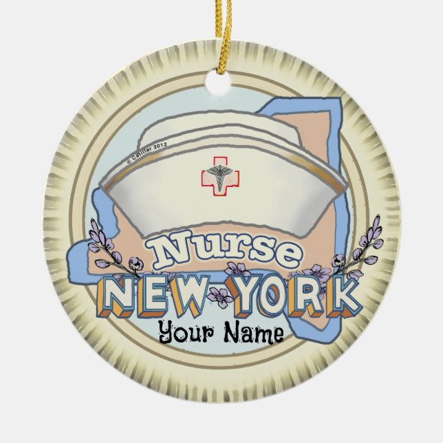 New York Nurse Ceramic Tree Decoration (Front)