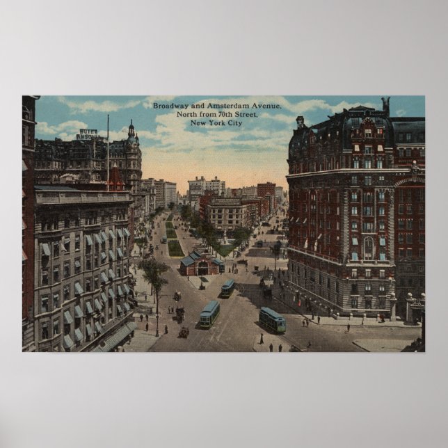 New York, NY - Broadway & Amsterdam Avenue Poster (Front)
