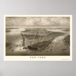 New York, NY Panoramic Map - 1851  Poster