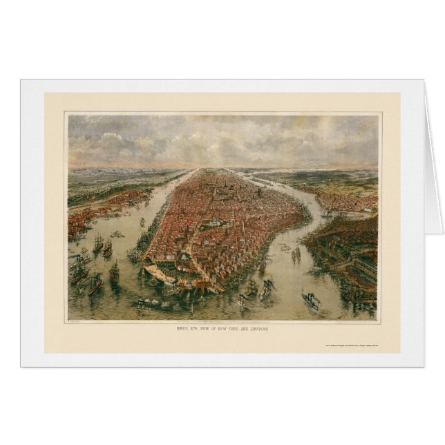 New York, NY Panoramic Map - 1865 (Front Horizontal)