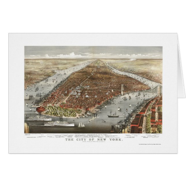 New York, NY Panoramic Map - 1876 (Front Horizontal)