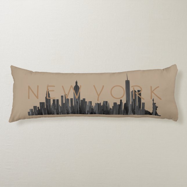 NEW YORK, NY SKYLINE PAINTBRUSH - BODY CUSHION (Front)