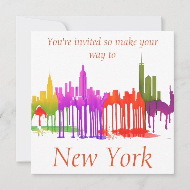 NEW YORK, NY SKYLINE PUDDLES - INVITATION (Front)