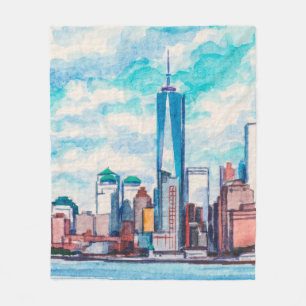 New York, NY, USA. Views on big city skyscrapers.  Fleece Blanket