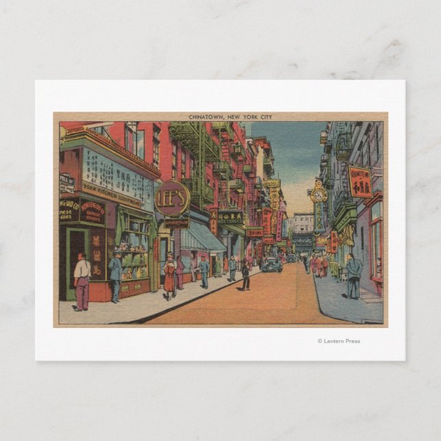 New York, NY - View of Chinatown Shops Postcard (Front)