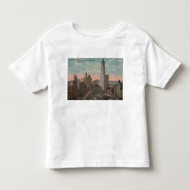 New York, NY - Woolworth Building and City Hall Toddler T-Shirt (Front)