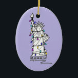 New York NYC Christmas Hanukkah Statue of Liberty Ceramic Tree Decoration<br><div class="desc">Ornament features an original marker illustration of a classic NYC landmark, the Statue of Liberty, "dressed up" for the holiday season. Ideal for celebrating Christmas or Hanukkah! This illustration is also available on other products. Don't see what you're looking for? Need help with customisation? Contact Rebecca to have something designed...</div>